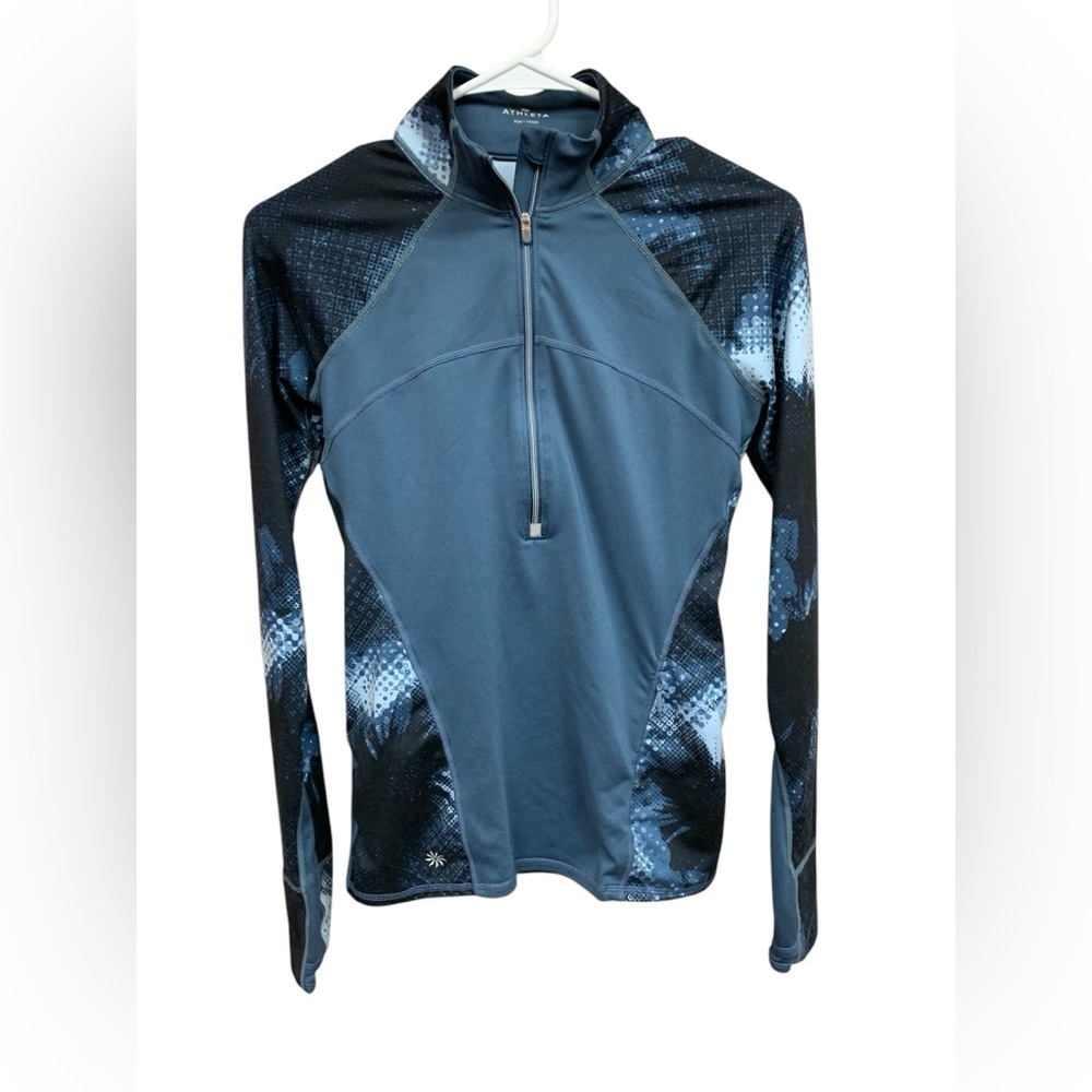 Women’s Athleta Half-Zip Pullover Blue and Black Long Sleeve Athletic Top